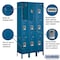 Salsbury Industries Wardrobe Locker, 36" W, 12" D, 78" H, (3) Wide, (9) Openings, Blue 63362BL-U - alternate 2